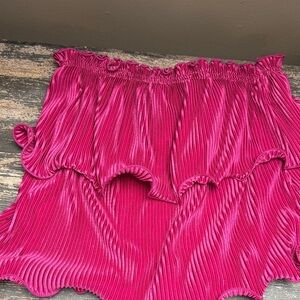 Pink Pleated Off-Shoulder Top